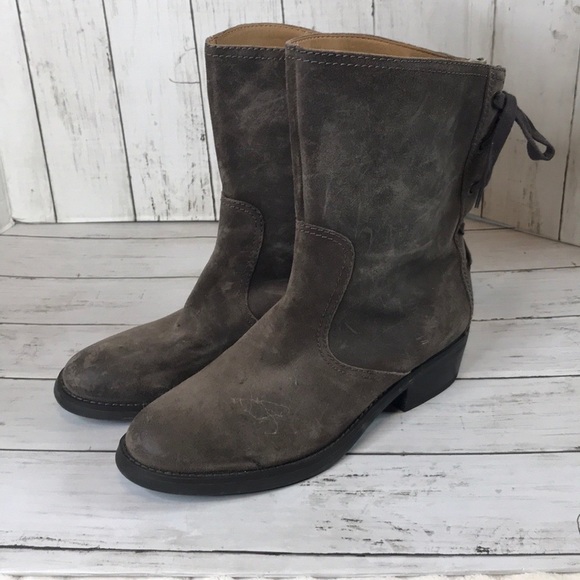 Taupe Nine West Leather Krasher Back Lace Boot - Picture 2 of 11